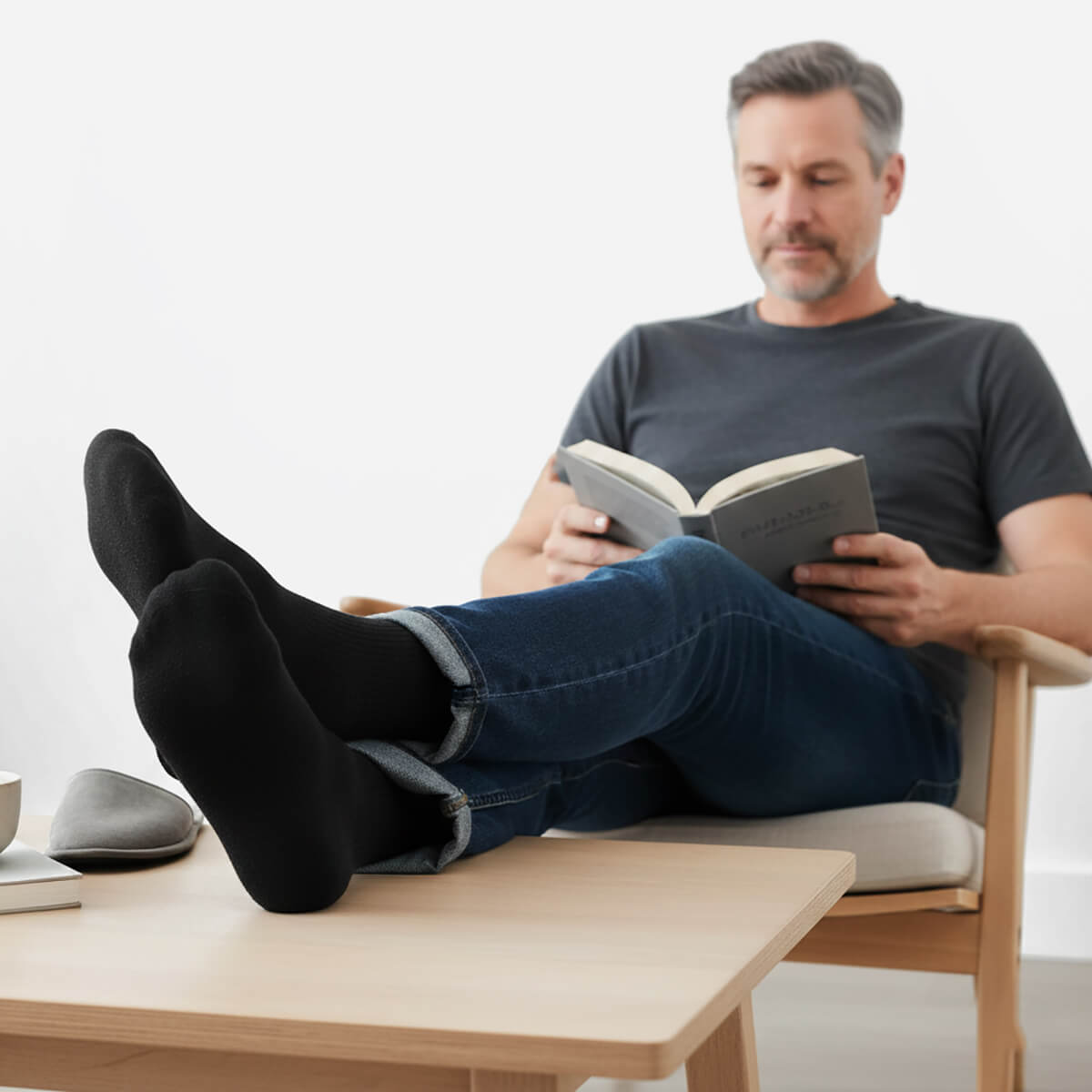 Black Terry Cotton Diabetic Non-Binding Socks