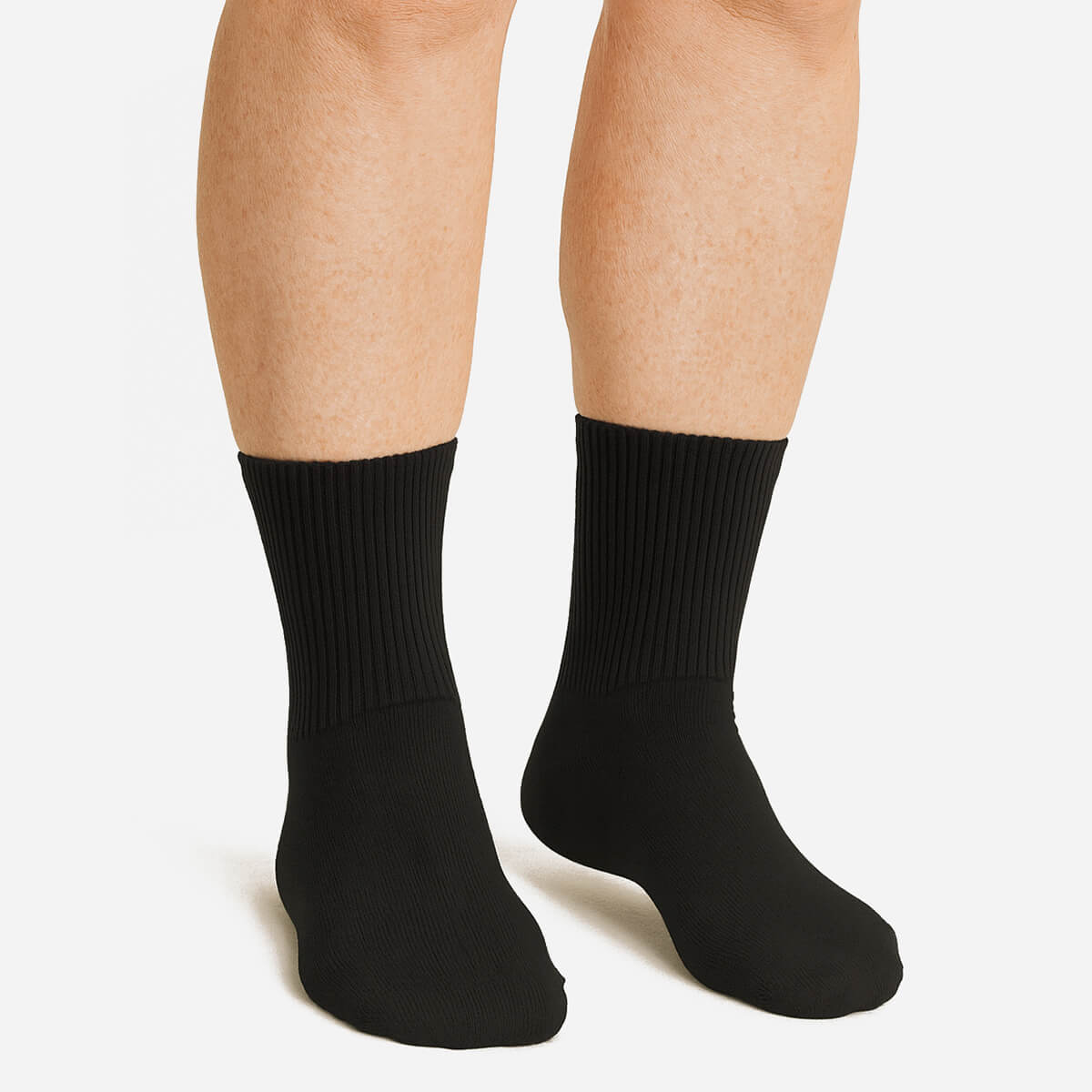 Black Terry Cotton Diabetic Non-Binding Socks