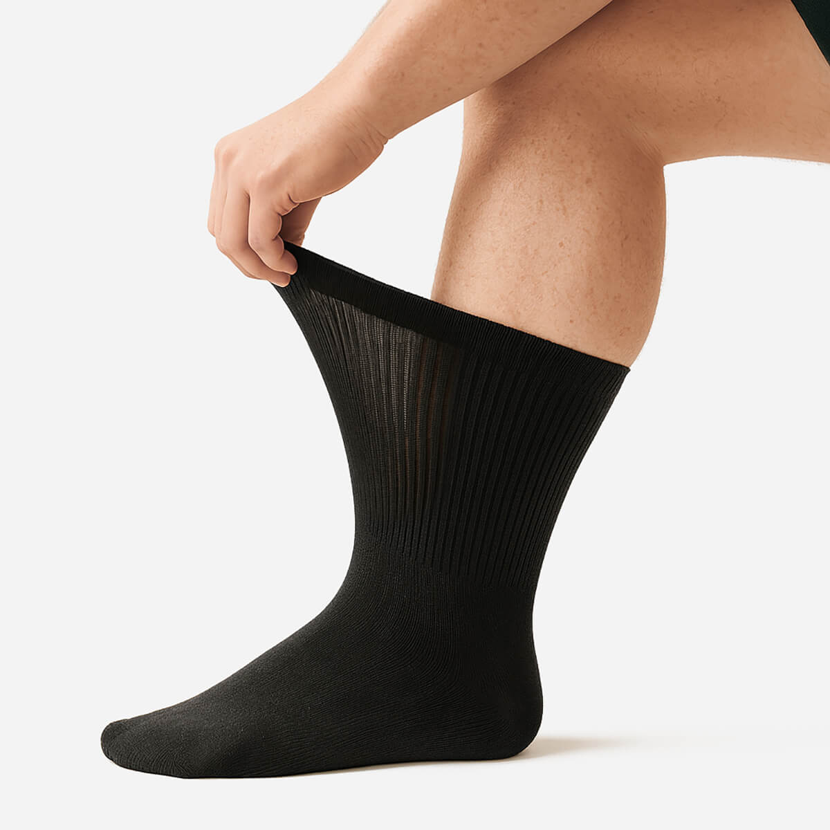 Black Terry Cotton Diabetic Non-Binding Socks